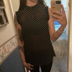 Polka Dot Mesh Blouse